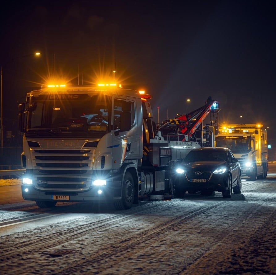 Tréler Győr éjszakai autómentés 