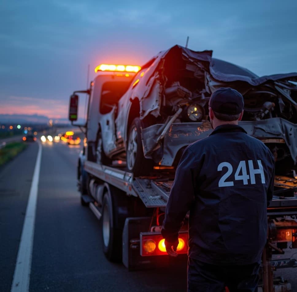 Balesetes gépjármű mentése 85-ös út