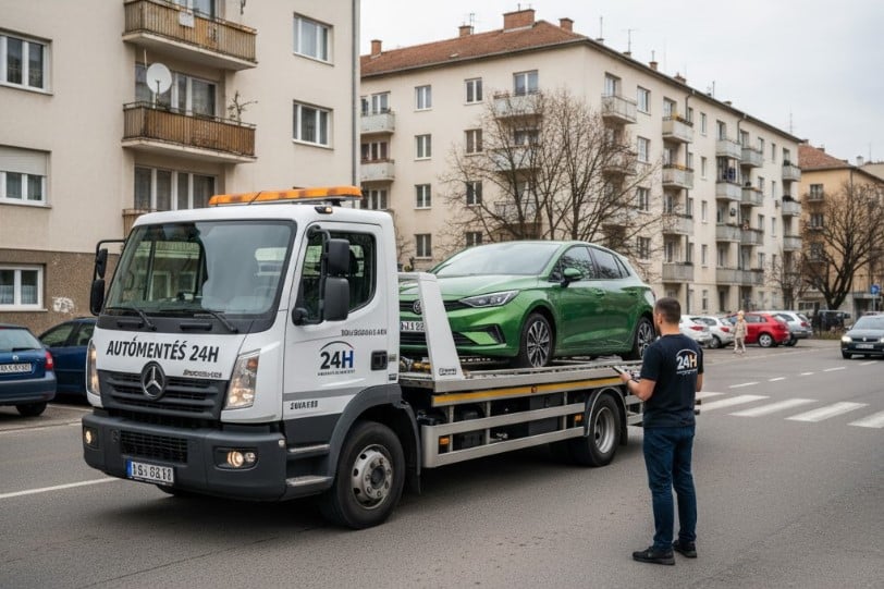 Lerobbant autó Győr belváros autómentő